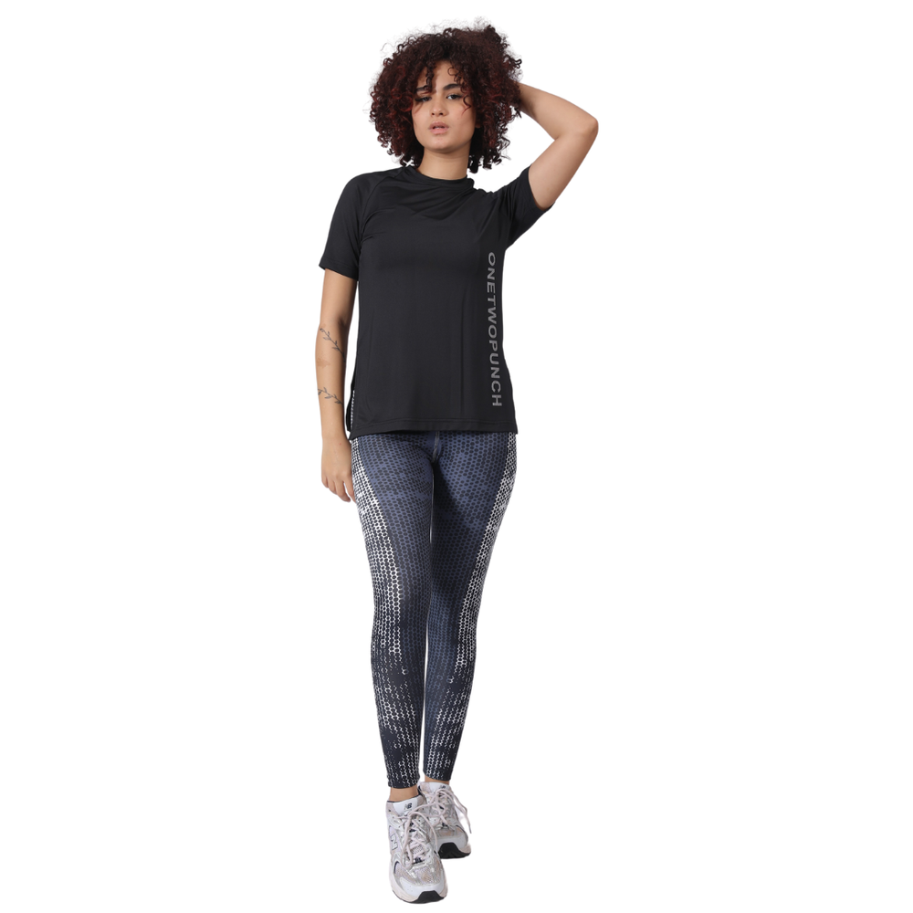 Women's gym set: T-shirt and high-waist leggings – QT14 + R937
