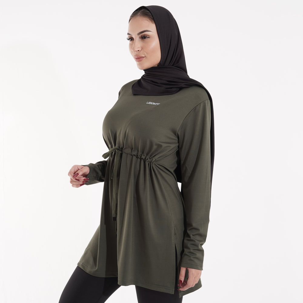 طقم جيم حريمي: تيشرت طويل وليجن هاي ويست لليوجا والجيم – TJ3-B1