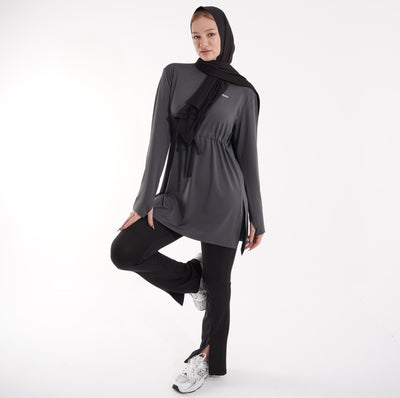 Women's gym set: long top and high-waist flare leggings for yoga and gym – TJ2-W1